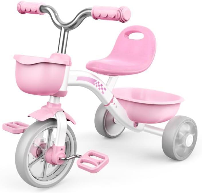 Toddler Tricycle for 1.5-3 Year Olds, 3 Colorful Lighting Wheels, Toddler Toys Baby Bike, 3 Level Adjustable Seat