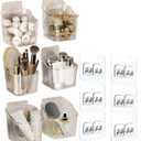 6Pack small Wall Mount Organizer, Adhesive Cabinet Door Storage Bins, Clear Makeup Container, Stackable Organizer Basket for Kitchen, Bathroom, rv, Pantry, Office Refrigerator Small Items storage