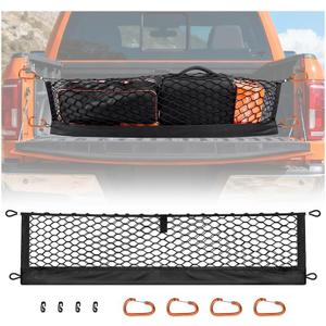 Bumbee Truck Bed Cargo Net, Highly Elastic Cargo Net Compatible with Storage Bag Small Mesh Durable Storage Organizer with Metal Carabiners & Storage Bag for Pickup Car Trunk SUV Boat(39.76" X 9.45")