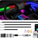 Acrylic Ambient Lighting Car Interior Kit, 4 in 1 Dream Color Acrylic Led Strips Fiber Optic Lights with APP, 116 inches USB Flexible Neon Music Sync 16 Million Colors Dashboard Decorations