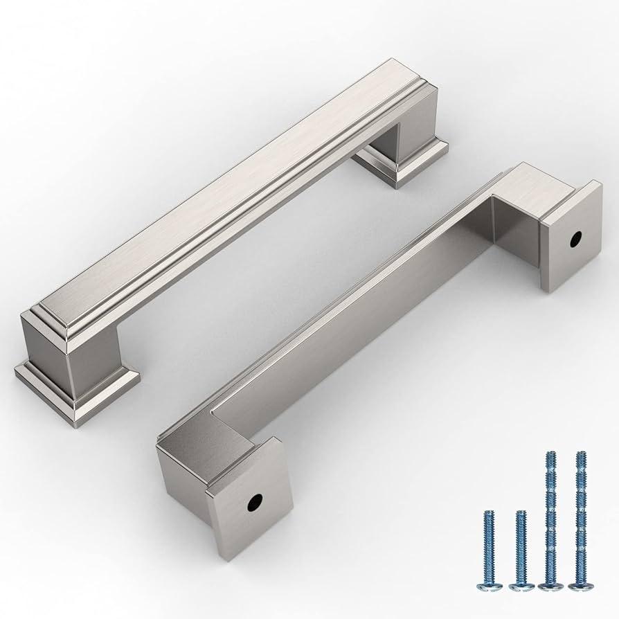 KNOKLOCK 10 Pack 3.75 Inch(96mm) Kitchen Cabinet Handles Brushed Satin Nickel Cabinet Pulls Kitchen Cabinet Hardware Drawer Pulls for Cupboard Wardrobe