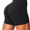 CRZ YOGA Secretsculpt Butterlift Biker Shorts 4" - No Front Seam High Waisted Womens Workout Gym Booty Scrunch Butt Black Medium