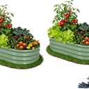 Gartist 2 Pack Raised Garden Bed Kits, 4x2x1FT Green Oval Galvanized Outdoor Planter Beds, Easy Assembly Metal Raised Bed for Vegetables, Flowers & Herbs