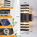 2 Pack Solar Outdoor Wall Lights with Motion Sensor 3-Mode Motion Outdoor Sconces 3000K 500LM Dusk to Dawn Solar Porch Light Fixtures Modern Up Down Exterior Wall Lamp for House Garage Front Door (Black)