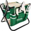 7-Piece Garden Tool Set with Folding Stool & Storage Tote