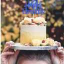 2 x Glittery 21st Happy Birthday Cake Topper with Star,Personalised 21 Birthday Cake Toppers Party Decorations Party Supplies for Boys Girls Blue