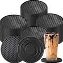 Eccliy 60 Pack Silicone Coasters for Drinks Nonslip Silicone Drink Coasters Cold Hot Heat Resistant for Table Tabletop Coffee Bar (Black)