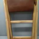 Bare Decor Hex Genuine Teak and Leather Folding Artist Stool in Brown Teak Wood