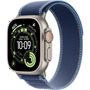 Apple Watch Ultra 3 [GPS + Cellular 49mm] Running & Multisport Smartwatch w/Rugged Titanium Case w/Blue/Bright Blue Trail Loop - M/L. Satellite Communications, Advanced Health & Fitness Tracking