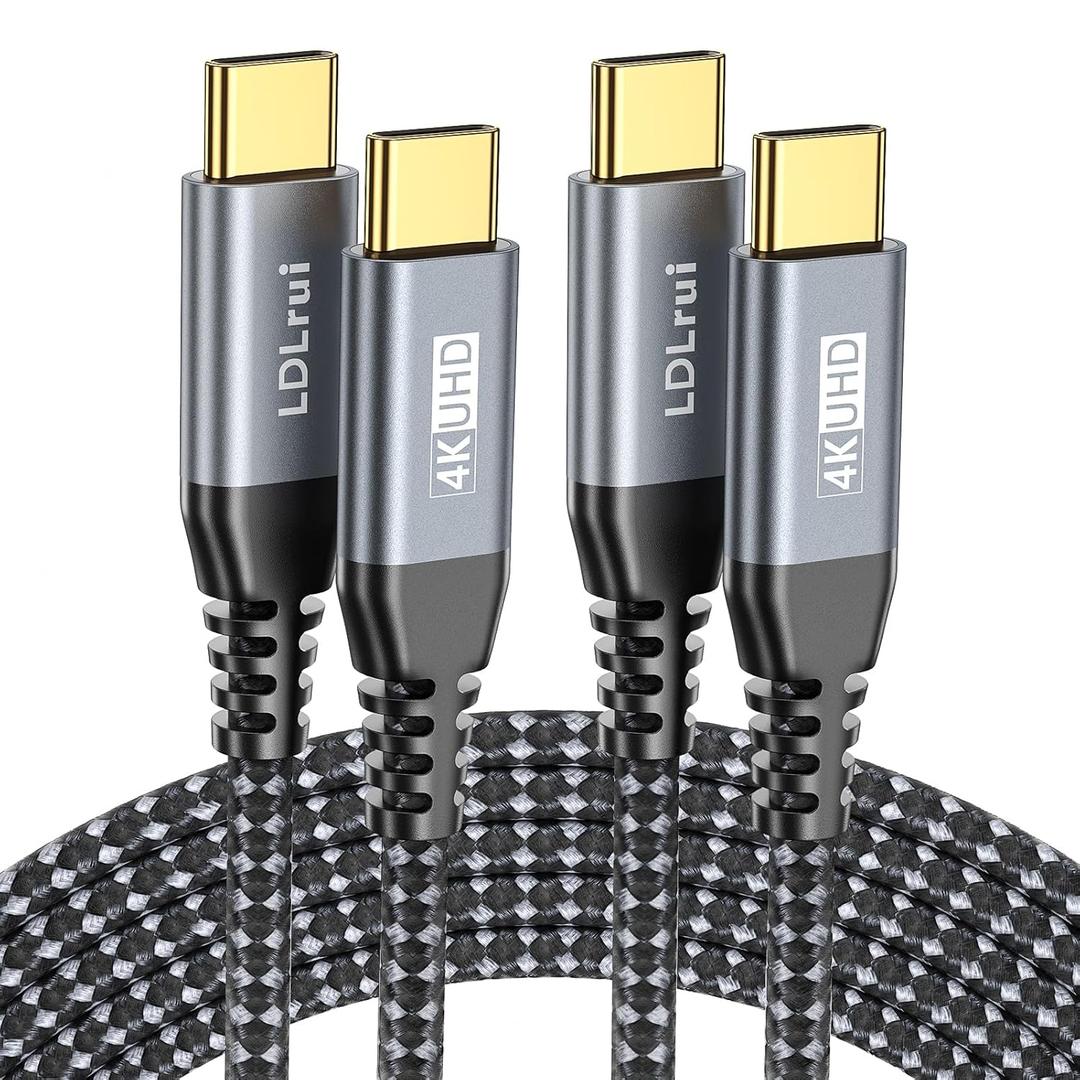 LDLrui USB C to C 3.2 Gen 22 Cable 100W/20Gbps [6FT 2Pack] 4K Video Output Fast Charge Compatible with Thunderbolt 3 for iPhone 16/15 MacBook iPad Galaxy S23 Pixel Dell LG USB-C Display Monitor etc