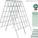 Amoskey Cucumber Trellis, Garden Trellis for Climbing Plants Outdoor, Foldable A-Frame Trellis, Cucumber Trellis for Raised Bed for Cucumbers, Peas, or Tomatoes (Green, Bold Large Grid 46''H*36'W)