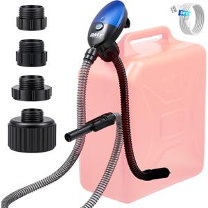 Orion Motor Tech Fuel Transfer Pump, 3.2GPM Electric Gas Can Pump, 51" Hose Auto-Shutoff Nozzle, USB-C & AA Battery (NO BATTERIES INCLUDED) Powered, 4 Adapters for Gasoline, Diesel, Kerosene, Blue