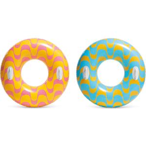 INTEX 59256 Wavy Dreams Inflatable Tube: Heavy Duty Grab Handles  36" Diameter  132lb Weight Capacity  One Tube  Color May Vary