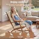 Wingback Rocking Chair Cushion - Small 17"x17" Seat & 26.7"x22.2" Back, for Indoor Rockers, Glider & Adirondack Chair Cushions, High-Density Sponge, Comfort Chenille with Ties (Ivory, 2-Piece)