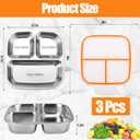 Palksky Stainless Steel Toddler Plates with Lids - 3-Pack Divided Baby Plates for Portion Control, Microwave & Dishwasher Safe Easy-Clean Lunch Trays