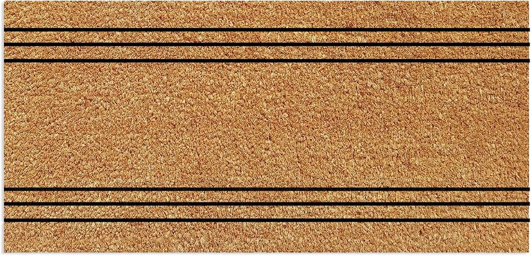 Eco Living Extra Large Coco Coir Mats, Plain Entry Mat with Stripes, 47x22