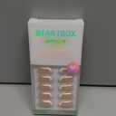 French Tip Press On Nails - BTArtbox White Almond Medium Reusable Stick On Nails in 15 Sizes - 30 Soft Gel Fake Nail Kit for Women Gift, Classic