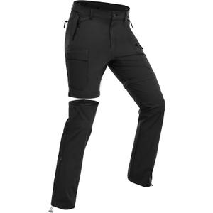 Wespornow Women's-Hiking-Pants Convertible-Zip-Off-Quick-Dry-Pants for Cargo, Camping, Travel, Outdoor, Fishing, Safari (Large, Black)