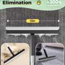 Carpet Rake for Pet Hair Removal Tool - 4 in 1 Pet Hair Remover Kit for Dog Cat Fur Remover, Contain 60" Adjustable Rubber Broom, Glove, Magic Brush and Scraper for Furniture (Black)
