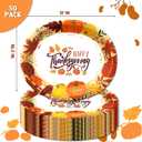 YQUQWN 50 PCS Oval Thanksgiving Paper Plates 12 x 10 Inch Heavy Duty Disposable Plates for Pumpkin Fall Harvest Holiday Thanksgiving Party Supplies Table Decor