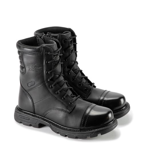 Thorogood GEN-Flex2 8” Side-Zip Black Tactical Boots for Men and Women - High-Shine Leather Heel & Toe with Goodyear Storm Welt and Slip-Resistant Outsole - 8.5 D(M) US