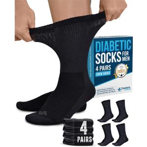 Doctor's Select Men's Diabetic Socks for Men Size 13-15 - 4 Pairs