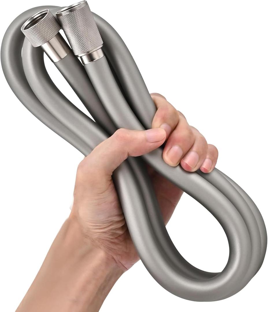 Silicone Shower Hose Extra Long,Explosion Proof Anti Winding Showerhead Hose,Used In Showerheads Spray Bidet Bathing Toilet Cleaning Flexible RV Shower Hoses Replacement (Brushed Nickel, 79 In)