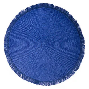 4 PK FRINGE PLACEMAT BLUE