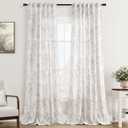 Vintage Floral Curtains 84 inch Length 2 Panels Set for Living Room Grey and Cream Printed Curtains Back Tab Neutral Farmhouse Bedroom Curtains Cottage Style Pretty Flower Patterned Linen Drapes, Grey Floral Pattern, 52"W x 84"L