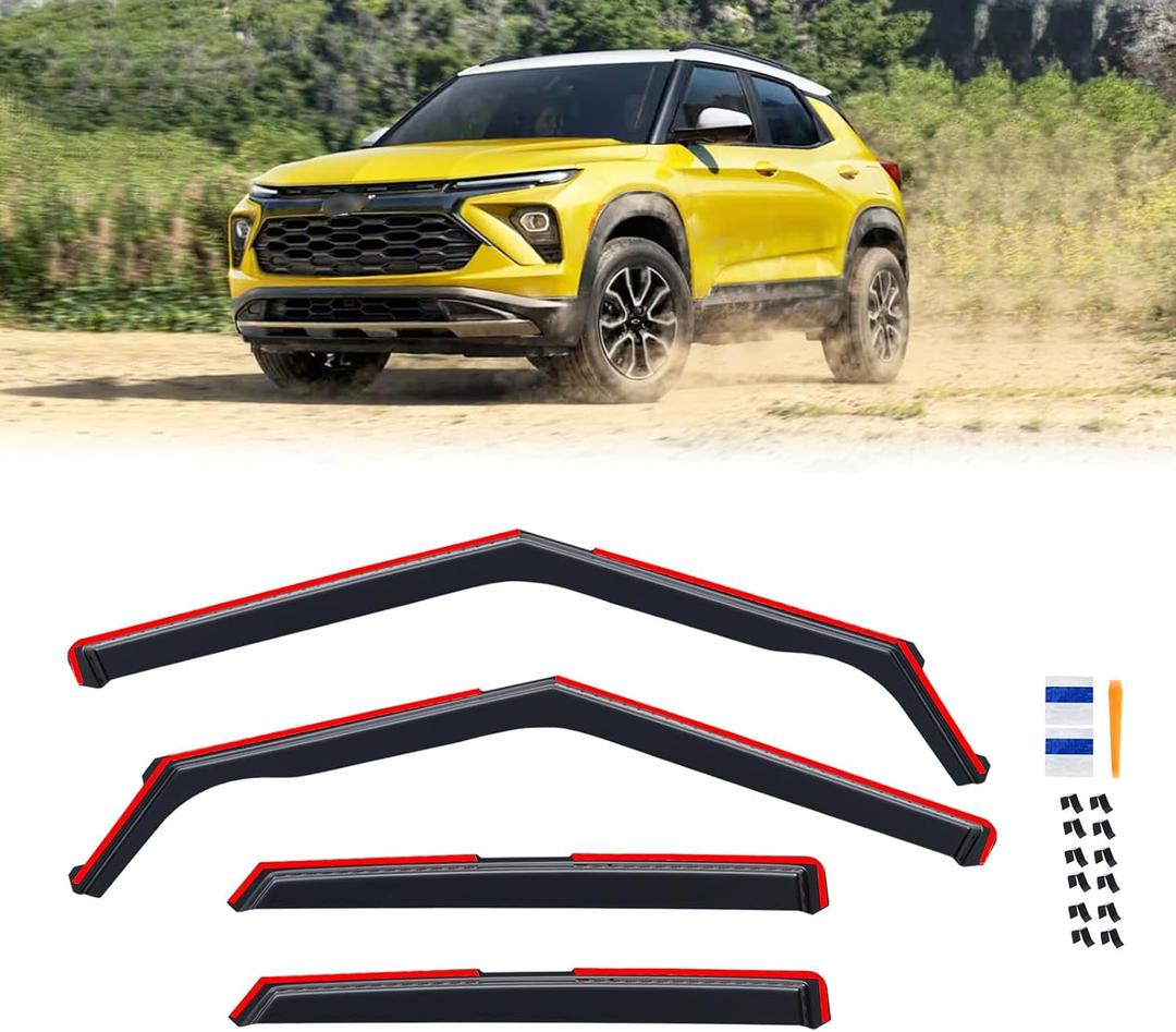 in-Channel Rain Guards for 2021-2026 Chevy Trailblazer, Window Visor Shields Vent Deflector Shade Wind Dark Smoke 2022 2023 2024 2025 21 22 23 24 25 26, Tape-On Inside-Mount, 4PCS