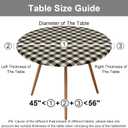 Smiry Round Picnic Tablecloth, Elastic Waterproof Fitted Vinyl Tablecloths for 45"-56" Tables, Flannel Backed Buffalo Plaid Table Cover for Dining, Camping, Outdoor, Black and Beige