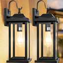 2-Pack 17 Inch Large Outdoor Light Fixtures, Exterior Matte Black Wall Sconces IP65 Waterproof Anti-Rust, Porch Lights with Clear Glass Outside Modern Wall Lanterns E26 Bulb Base