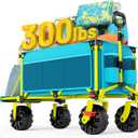 49" L Extended Extra Long Beach Wagon with Big Wheels for Sand, Collapsible Utility Beach Cart Heavy Duty Folding Wagon,Ideal for Outdoor Sand Camping Garden Pet (Green)
