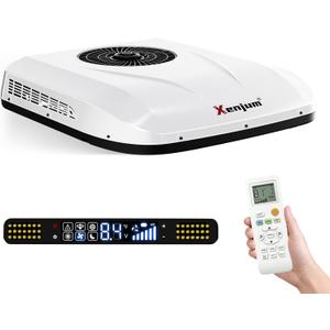 12V RV Air Conditioner with Heater, 11000BTU ONLY-43LBS Camper AC Unit, Ultra-Low Energy Use, 12 Volt DC Battery Powered Quiet AC for Off-Grid Camping, RVs, Vans, Trucks, Trailers (w/heater)