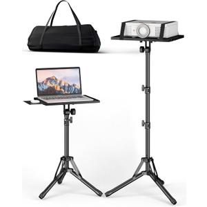 Projector Stand Tripod Adjustable Height 26" to 56", Foldable Laptop Tripod Stand with Mouse Tray, Portable Laptop Floor Stand, Stable Podium Stands for Office, Home, Stage, Studio, DJ