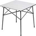 PORTAL Lightweight Aluminum Folding Square Table Roll Up Top 4 People Compact Table with Carry Bag for Camping, Picnic, Backyards, BBQ, Silver