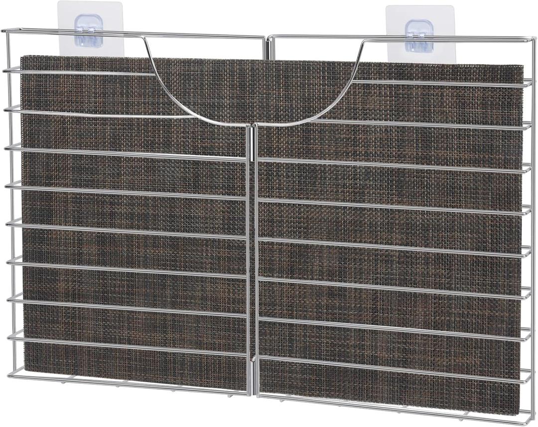 YeeBeny Placemat Holder, Placemat Pocket Wall File | Steel | Kitchen Organizer, Refrigerator Placemats Holder, Stainless steel-19.699.841.57inch