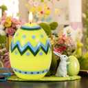 DRomance Easter Flameless Candles Battery Operated with 6 Hour Timer Battery Operated Real Wax Color Painted Easter Egg Shaped LED Flickering Candles Dinner Spring Holiday Decor(Yellow, 2.4"D x 6.3"H)
