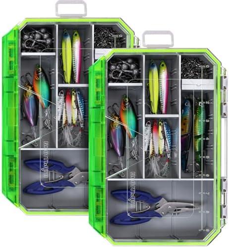 Ghosthor Fishing Tackle Box, Waterproof 3600 and 3700 Tackle Trays, Plastic Tackle Box Organizer with Removable Dividers, Storage Lure Box and Terminal Tackle Storage 2 Pcs