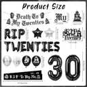Death to My 20s Decorations, Rip to My 20s Birthday Decorations Party Supplies Set with Banner Sash Cake Topper Balloons, 30th Birthday Gothic Theme Party Decor for Women Men