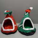 Creative Christmas Tree Shape Warm Pet Nest for Cats and Dogs for Holiday Decor. Red And Green Color