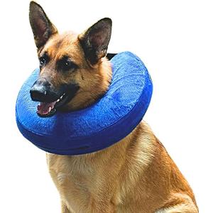 Iconikal Inflatable Dog Recovery Collar Large Blue 18-25 Inch Neck Adjustable Soft Donut E-Cone Alternative Post Surgery Injury Healing Protective, L