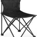 YSSOA Portable Folding Camping Chair for Adult with Carry Bag, Collapsible Anti-Slip Padded Oxford Cloth Stool for Hiking, Fishing, Gardening, Picnic, Small, Black