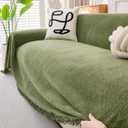 Erke Couch Cover Sheet Blanket, 3-Seat Standard Size Sofa Cushion Slip Covers, L Shape Sectional Furniture Decor Protector, Machine Washable Chenille Slipcover for Pets Dogs Cats (71" x 134", Green)