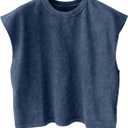 RoseSeek Men's Summer Washed Tank Tops Sleeveless Shirts Crewneck Cap Sleeve Crop Top Vintage Muscle T Shirts (Blue, S)