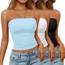 Trendy Queen Womens 3 Pack Strapless Bandeau Going Out Crop Tube Tops M