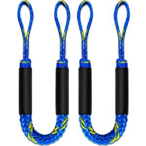 2PCS Dock Lines 3FT Premium Bungee Boat Lines Boat Accessories (Blue+Yellow, 3Feet)