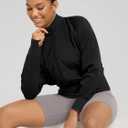 ODODOS Women's Full Zip Workout Jacket Cloud Feeling Stand Collar Long Sleeve Lightweight Athletic Yoga Tops (Black, S)