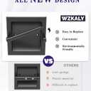 Matte Black Recessed Toilet Paper Holder for Large Rolls, Pivoting Black Toilet Paper Holder Wall Mount Stainless Steel, in Wall Toilet Paper Holders Black, Bathroom Toilet Paper Wall Holder