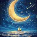Ocean Puzzle 1000 Pieces-Starlit Voyage, Starry Night Puzzle 1000 Pieces, Moon Puzzles for Adults, Difficult Jigsaw Puzzle for Families, Finished Size 19.69 * 27.56", with 1:1 Poster